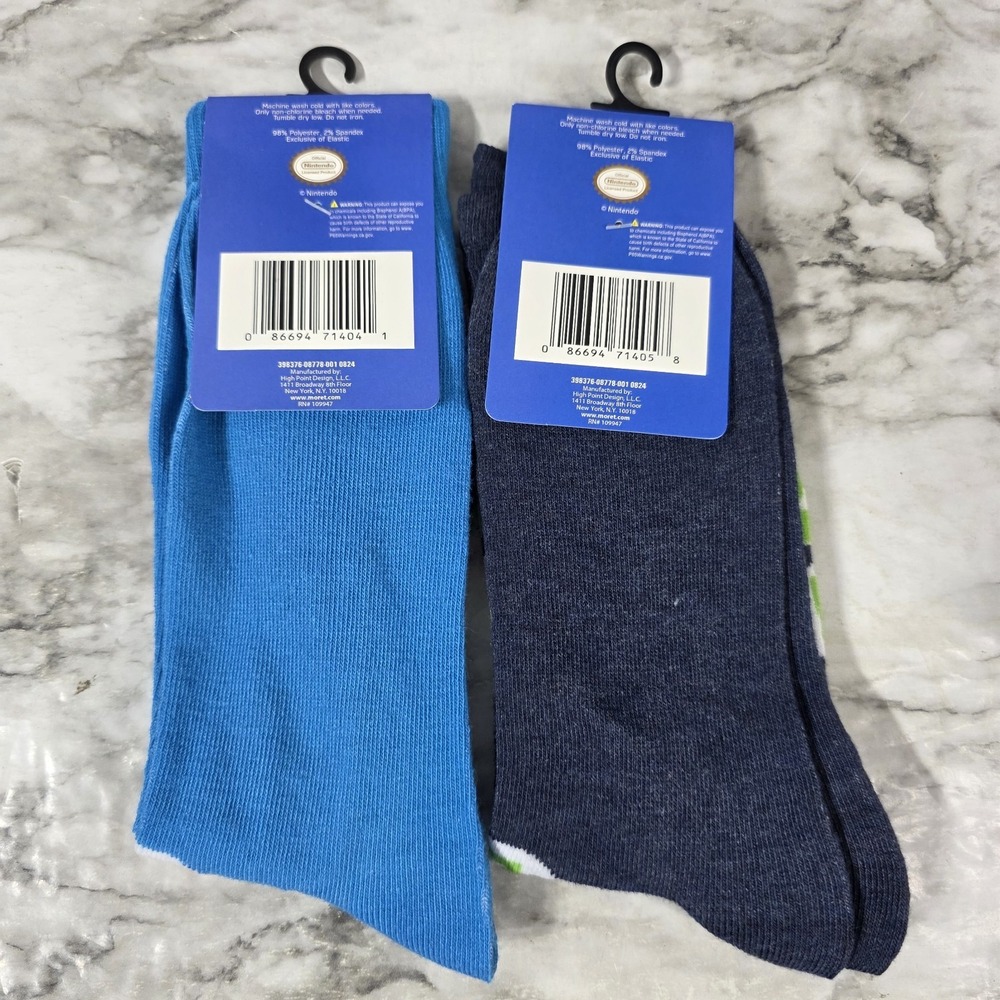Super Mario Luigi And Mario Crew Socks Nintendo Gaming Socks Shoe Sz 6.5-12 NEW - Picture 2 of 3